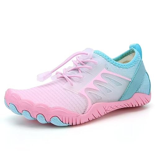 Lewhosy Kinder Barfußschuhe Schnell Trocknend Badeschuhe Wasserschuhe Schwimmschuhe für Jungen Mädchen(A518-Rosa-29) von Lewhosy