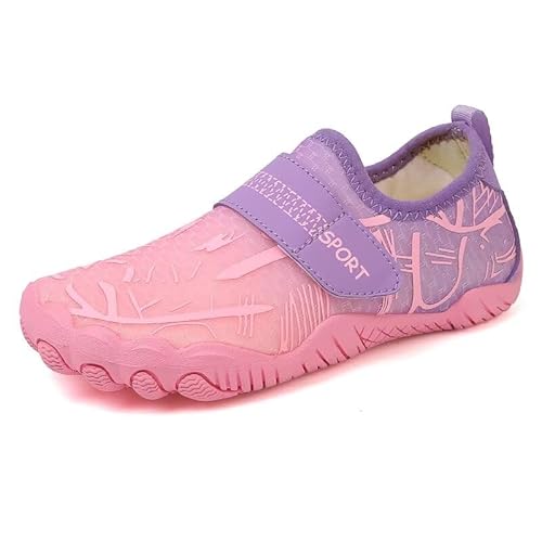 Lewhosy Kinder Barfußschuhe Schnell Trocknend Badeschuhe Wasserschuhe Schwimmschuhe für Jungen Mädchen(L618-Rosa-27) von Lewhosy