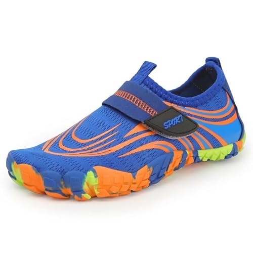 Lewhosy Kinder Barfußschuhe Schnell Trocknend Badeschuhe Wasserschuhe Schwimmschuhe für Jungen Mädchen(Y022-Blau-25) von Lewhosy