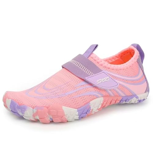 Lewhosy Kinder Barfußschuhe Schnell Trocknend Badeschuhe Wasserschuhe Schwimmschuhe für Jungen Mädchen(Y022-Rosa-25) von Lewhosy