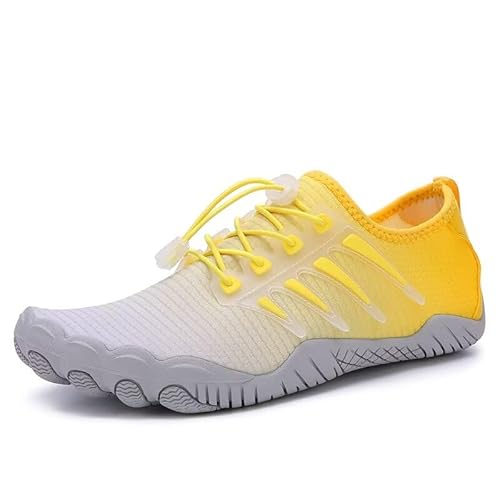 Lewhosy Unisex Barfußschuhe Herren Damen Wasserchuhe Schnell Trocknend Badeschuhe Aquaschuhe Strandschuhe Fitnessschuhe(A806-Gelb-46) von Lewhosy