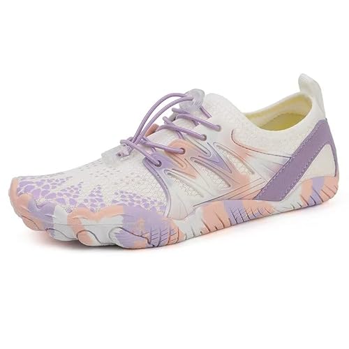 Lewhosy Unisex Barfußschuhe Herren Damen Wasserchuhe Schnell Trocknend Badeschuhe Aquaschuhe Strandschuhe Fitnessschuhe(Y313-Rosa Lila-35) von Lewhosy