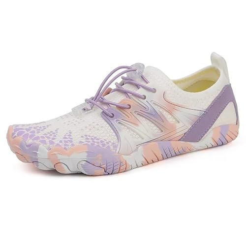 Lewhosy Unisex Barfußschuhe Herren Damen Wasserchuhe Schnell Trocknend Badeschuhe Aquaschuhe Strandschuhe Fitnessschuhe(Y313-Rosa Lila-40) von Lewhosy