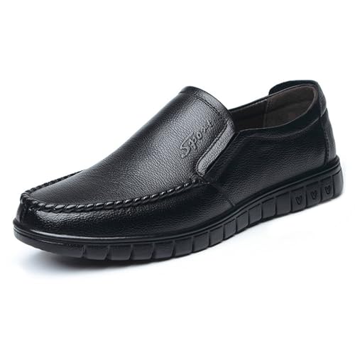 Herren-Lederschuhe, atmungsaktive, rutschfeste Lederschuhe for Herren, lässig, bequeme, luxuriöse Leder-Herrenschuhe, geeignet for Gehen, Fahren, Arbeiten, for den Alltag ( Color : Black , Size : 39 E von Lfzhjzc