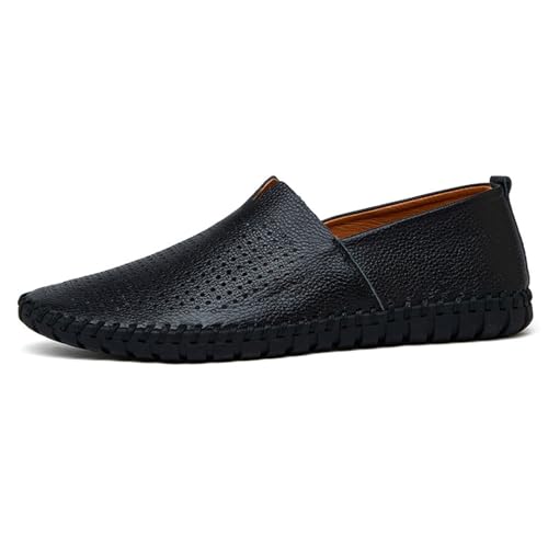 Lässige Herren-Loafer, lässige All-Match-Slip-On-Loafer, atmungsaktiver, bequemer Lederschuh, geeignet for den Alltag, Spaziergänge, Autofahrten und Treffen mit Freunden ( Color : Black , Size : 40 EU von Lfzhjzc