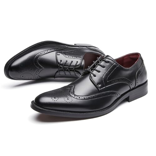 Lfzhjzc Anzugschuhe for Herren, bequemer Freizeitschuh aus Leder, Business-Herren-Freizeitschuhe aus Leder, geeignet for feierliche und formelle Anlässe (Color : Black Heightening, Size : 40 EU) von Lfzhjzc