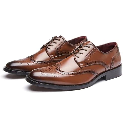 Lfzhjzc Anzugschuhe for Herren, bequemer Freizeitschuh aus Leder, Business-Herren-Freizeitschuhe aus Leder, geeignet for feierliche und formelle Anlässe (Color : Brown, Size : 42 EU) von Lfzhjzc