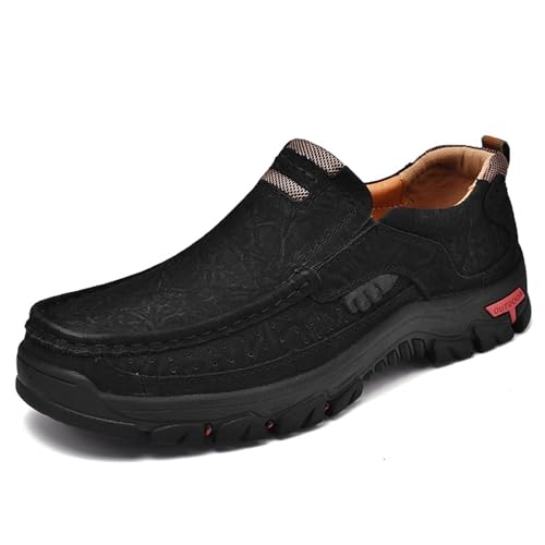 Lfzhjzc Lässige Slipper for Herren – Bequeme, atmungsaktive Schuhe for den Alltag, for Wandern und Spazierengehen – Starkes und langlebiges Rindsleder-Material (Color : Black, Size : 38 EU) von Lfzhjzc