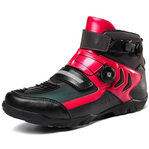 Lfzhjzc Motocross-Stiefel, Offroad-Motorradstiefel von Motorradrennen für Männer und Frauen, wasserdicht(Color:Black Red,Size:40 EU) von Lfzhjzc