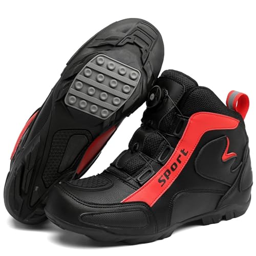 Lfzhjzc Motorrad-Reitschuhe, große Herren- und Damen-Paarmodelle, Motorradschuhe, lässiger Outdoor-Motorradschuh for Touren(Color:Black Red,Size:42 EU) von Lfzhjzc