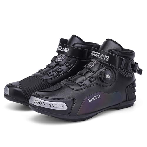 Lfzhjzc Motorradstiefel, Bequeme atmungsaktive Cyclocross-kurzen Schuhe, wasserdichte Anti-Rutsch-Kee-resistente Motocross-Stiefel für alle Jahreszeiten(Color:Black,Size:42 EU) von Lfzhjzc