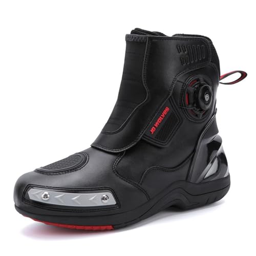 Lfzhjzc Motorradstiefel, schützende, verstärkte Mittelknöchel-Motorrad-Kampfstiefel, wasserdichte, rutschfeste Dirt-Bike-Stiefel mit Verbrühschutz(Color:Black,Size:39 EU) von Lfzhjzc