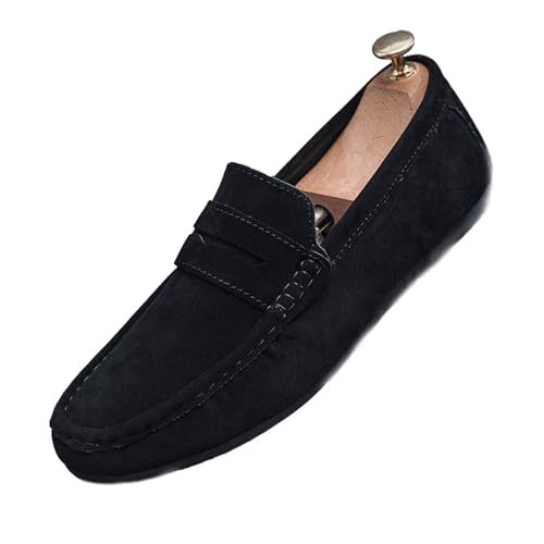 Lfzhjzc One-Step-Lazy-Herrenschuhe, Loafer for den täglichen Gebrauch for Gehen und Fahren, Obermaterial aus umgekehrtem Wildleder (Color : Black, Size : 38 EU) von Lfzhjzc