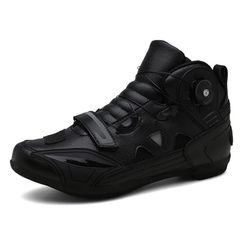 Motorrad-Reitschuhe, Herren- und Damen-Vier-Jahreszeiten-Offroad-Motorradstiefel, kurze Rennstiefel, Motorrad-Reiseausrüstung, Paare, Knöchelstütze, rutschfest, verschleißfest, Verbrühschutz(Color:Bla von Lfzhjzc