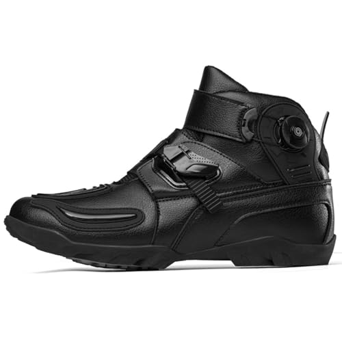 Motorradschuhe, Outdoor-Sport-Sicherheits-Motorrad-Reitstiefel, Knöchelgelenk-Schutzausrüstung, rutschfeste Motocross-Schutzstiefel, geeignet for regnerische Tage, Berge, Städte(Color:Black,Size:46 EU von Lfzhjzc