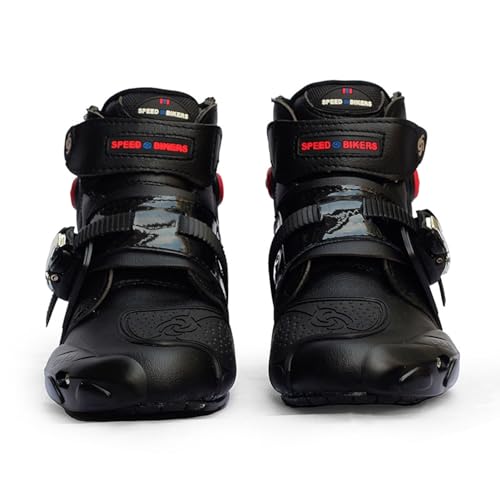 Motorradstiefel, rutschfeste Motorradstiefel mit langem Abschnitt for Herren, schützende, verstärkte Motorradschuhe mit Knöchelunterstützung, geeignet for regnerische Tage, Berge, Städte(Color:Black,S von Lfzhjzc