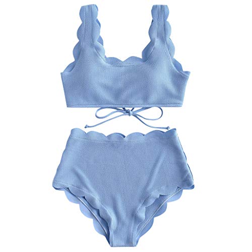 Lialbert Damen Bikini Set Geteilter Badeanzug Push up Bikini Wellenkante Bikini Oberteil Mit High Waist Bikini Bottom Bauchweg Strandbikini Zweiteiliger Bademode von Lialbert