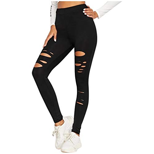 Lialbert Leggings Damen Rissen Löcher,Sporthose Lang Sportleggins, High Waist Sport Leggins für Damen Slim Fit Hohe Taille Sportshort Lange Leggings mit Bauchkontrolle von Lialbert