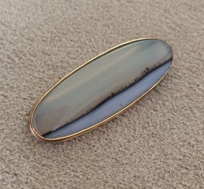 Antike Edwardian Blauer Achat Pin Brosche Oval Blauer Himmel Ufer von LiamBySevanna