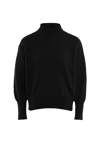 Libbi Women's Damen Vintage Strickpullover mit halbem Rollkragen Polyester SCHWARZ Größe M/L Pullover Sweater, M von Libbi