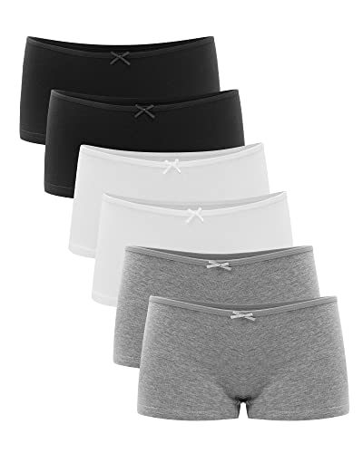 Libella® Panties Damen Boxershorts Damen Hipster unterwäsche Damen Pantys Damen Baumwolle 6er Pack 3901 Schwarz Weiß Grau XXL von Libella