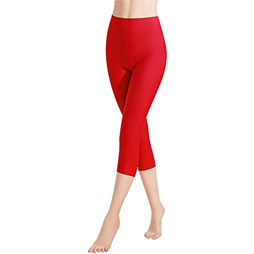 Libella 1er Pack Damen Leggings 3/4 Hose aus Baumwolle Capri-Hose mit Hohe Taille bunt Slim Fit Fitnesshose Mehrfarbig 4161 Rot L von Libella