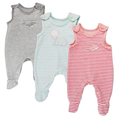 Libella Baby Jungen Mädchen Unisex Strampler mit Fuß aus Samt 3er Pack 7101 GRP 68 von Libella