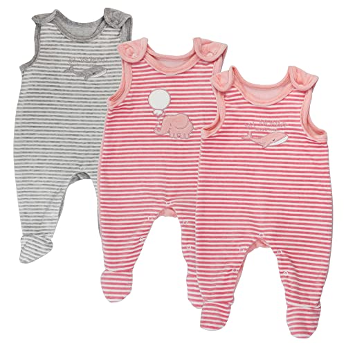 Libella Baby Mädchen Strampler aus Samt mit Aufdruck Spruch Elefanten Delfin Gemustert 3er Pack 7101 GPI 68 von Libella