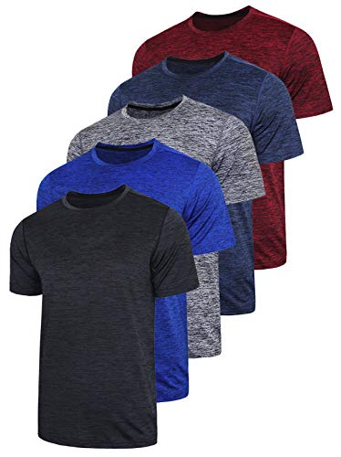 Aktive, schnell trocknende Herren-T-Shirts, Rundhals, Kurzarm, athletisch, Laufen, Training, 5er Pack - - Klein von Liberty Imports