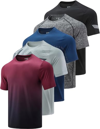 Liberty Imports Herren Athletic Crew Neck Short Sleeve T-Shirt, Hellgrau/Farbverlauf/Blau/Anthrazit/Schwarz, L von Liberty Imports