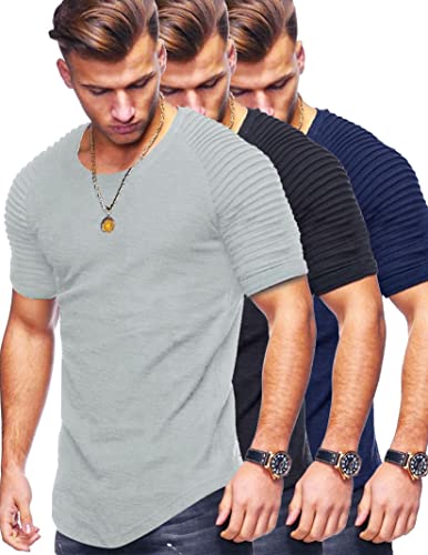 Liberty Imports 3er-Pack Herren-T-Shirts mit plissierten Ärmeln, Setzen Sie einen, L von Liberty Imports