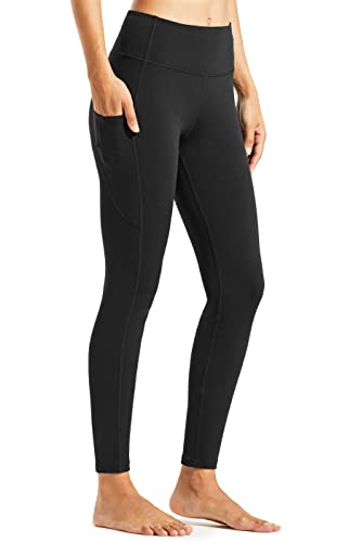 Libin Damen Thermo Leggings mit Taschen Yogahose Winter Gefüttert Thermische Laufhose Sporthose Thermounterwäsche Damen Sport Leggings Schwarz L von Libin