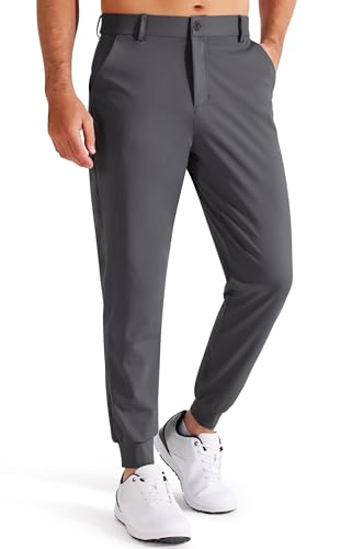 Libin Herren Golfhose Stretch Slim Fit Golf Jogginghose Anzughose Sporthose Lang Jogger Pants Chino Stoffhose mit Taschen, Dunkelgrau XXL von Libin