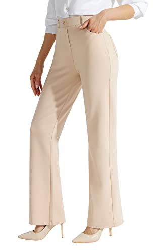 Libin Yogahose Damen Bootcut Flarehose Business Stretch Freizeit Hohe Taille Hose mit 4 Tasche Khaki Größe 36 78cm Innennähte von Libin