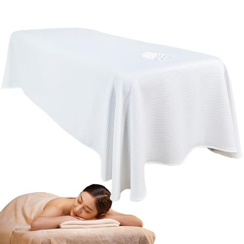 Massage-Bettlaken, Massage-Bettlaken, atmungsaktiver Tischrock mit Gesichtsloch, waschbar, wiederverwendbar, Beauty-Abdeckung, Spa-Abdeckung für Salon, Weiß Massage-Bettlaken, Massage-Bettlaken, atmungsaktiver Tischrock mit Gesichtsloch, waschbar, wiederverwendbar, Beauty-Abdeckung, Spa-Abdeckung für Salon, Weiß von Licsaliwe