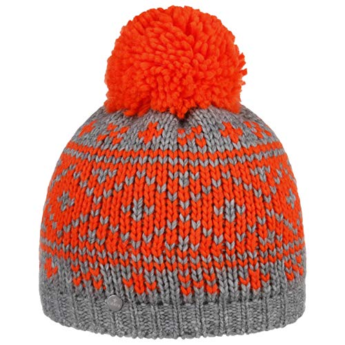 LIERYS Eyecatcher Bommelmütze - Beanie mit Norwegermuster - Made in Germany - Winter - Strickmütze Unisex - Hochwertige Materialmix - Einheitsgröße Herbst/Winter Neonorange One Size von LIERYS