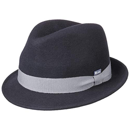 Lipodo Kinderhut aus Wollfilz - Trilby Made In Italy - Filzhut mit Ripsband - Wollfilzhut Sommer/Winter - Fedora für Kids - One Size 52-53 cm blau One Size von Lipodo