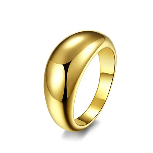 Lieson Damen Ring Edelstahl, Bogen Poliert 10MM Verlobungsringe Freundschaftsringe Eheringe Hochzeitsringe Partnerringe für Damen Gold Gr.54 (17.2) von Lieson