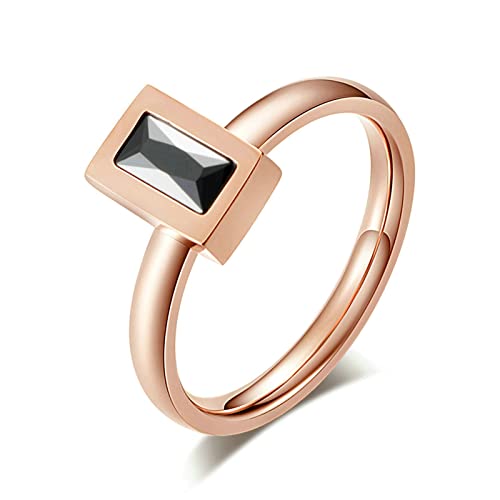 Lieson Damen Ring Edelstahl, Einfach Poliert Solitär Zirkonia Verlobungsringe Freundschaftsringe Eheringe Hochzeitsringe Partnerringe für Damen Rosegold Größe 57 (18.1) von Lieson