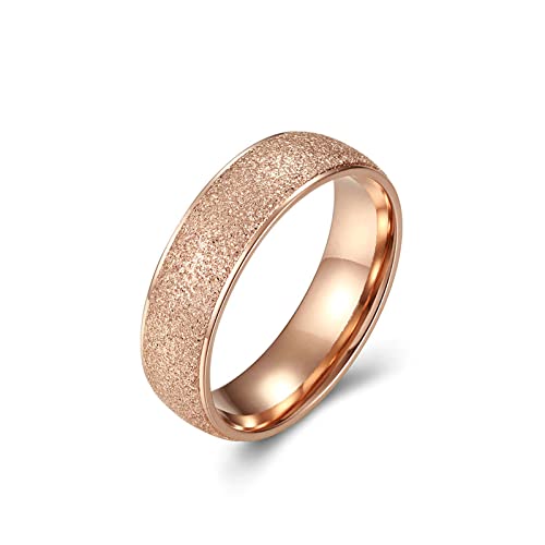 Lieson Frauen Ring Edelstahl, 6MM Matt Stapelring Verlobungsringe Freundschaftsringe Eheringe Hochzeitsringe Partnerringe für Damen Rosegold Gr.52 (16.6) von Lieson