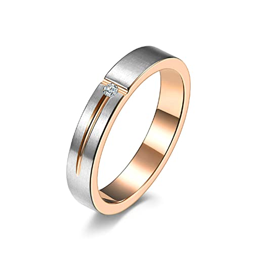 Lieson Hochzeitsringe Damen Herren Edelstahl, Matt 4MM Zirkonia Verlobungsringe Freundschaftsringe Eheringe Partnerringe für Herren Damen Rosegold Gr.57 (18.1) von Lieson