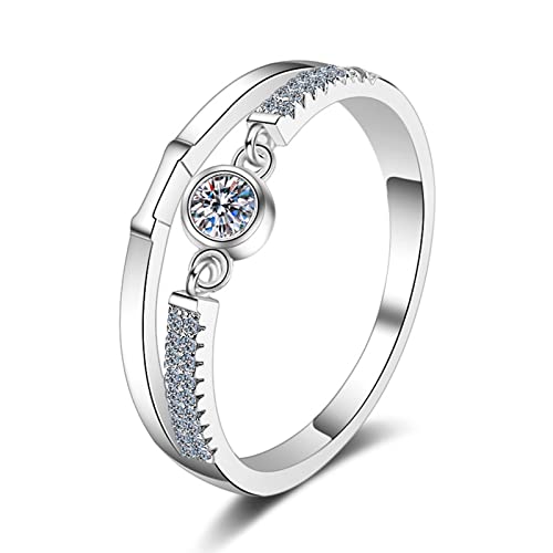 Lieson Verlobung Ring Damen, Silber Ringe 925 Frauen Hohl Design Rund Zirkonia Freundschaftsringe Silber Gr. 57 (18.1) von Lieson