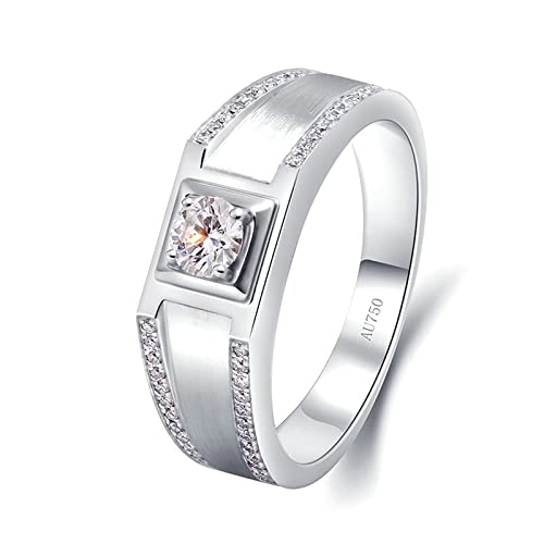 Lieson Verlobung Ringe für Herren, 18K Weißgold Ring Herren Einfach 4 Zinken Rund Diamant mit 0.3ct Eheringe Weißgold Gr. 70 (22.3) von Lieson