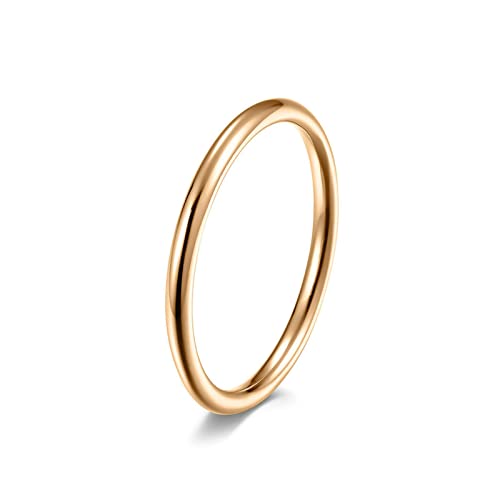 Lieson Verlobungsringe Damen Edelstahl, Poliert Dünn 2MM Stapelring Freundschaftsringe Eheringe Hochzeitsringe Partnerringe für Damen Rosegold Gr.62 (19.7) von Lieson