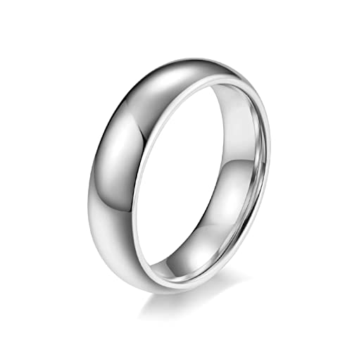 Lieson Wolfram Ring Ehering, Einfach Poliert 6MM Verlobungsringe Freundschaftsringe Hochzeitsringe Partnerringe für Herren Damen Silber Größe 62 (19.7) von Lieson