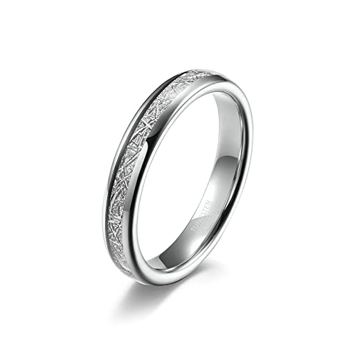 Lieson Wolfram Ring Männer Frauen, Poliert 4MM Silberfolie Verlobungsringe Freundschaftsringe Eheringe Hochzeitsringe Partnerringe für Herren Damen Silber Gr.67 (21.3) von Lieson