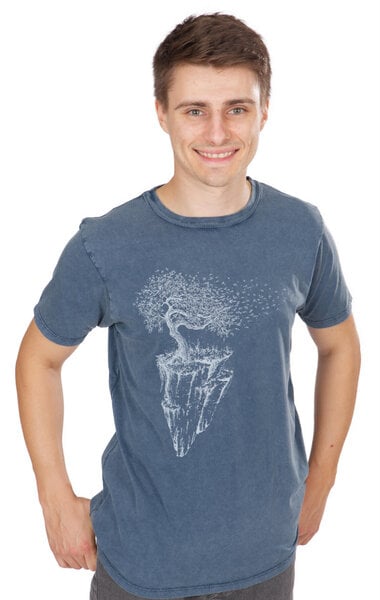 Life-Tree Shirt aus Biobaumwolle für Herren "Maple Island" in Washed Blue von Life-Tree