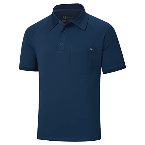 Lightbare Herren-Poloshirt, kurzärmelig, LSF 50, Feuchtigkeitstransport, schnell trocknend, Golf-Poloshirt für taktisches Wandern, Dunkelblau, XX-Large von Lightbare