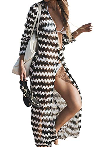 LikeJump Damen Blumenspitze Transparent Kaftan Maxi Übergröße Strandkleider Lang Kleid Kimono Badeanzug Cover Ups von LikeJump