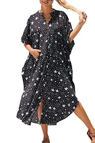 LikeJump Damen Bohemian Cardigan Kimono Badeanzüge Kaftan Bikini Cover Ups Langes Kleid Maxi Tops von LikeJump